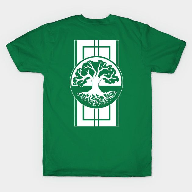 Tree and Roots - Original Logo Banner Sigil - Light Design for Dark Shirts by Indi Martin